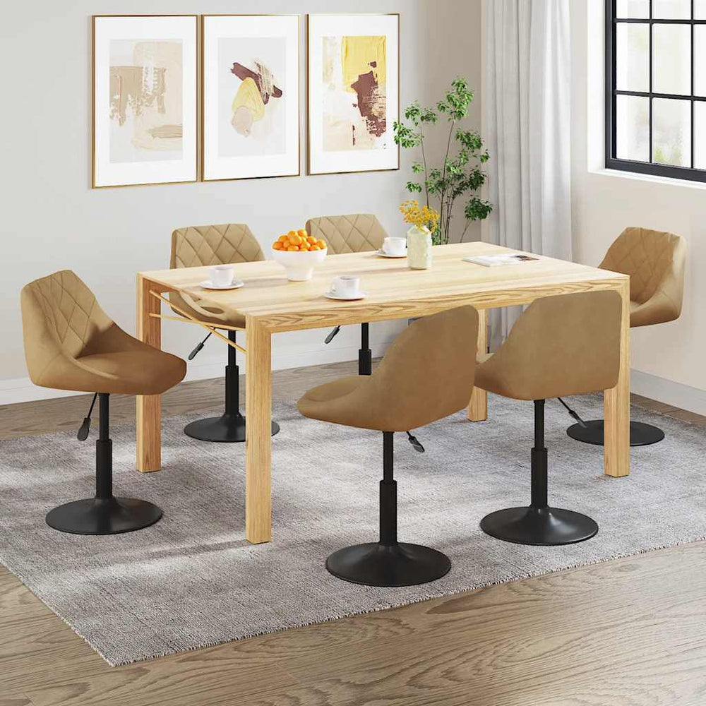 vidaXL Dining Chairs 6 pcs Swivel Brown Velvet