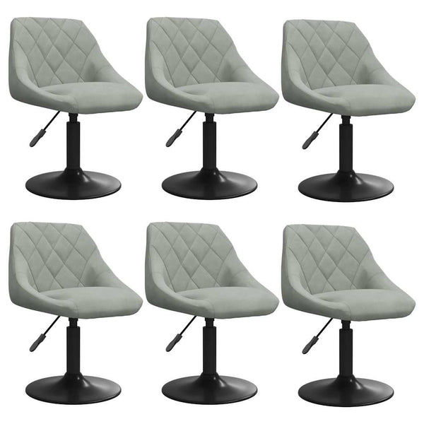 vidaXL Dining Chairs 6 pcs Swivel Light Gray Velvet