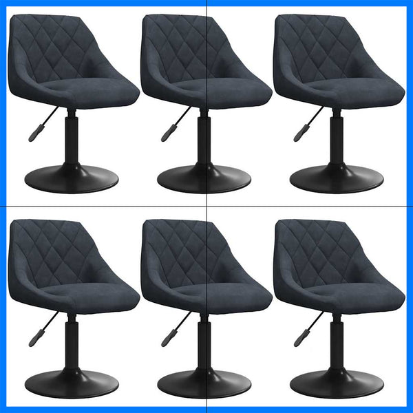 vidaXL Dining Chairs 6 pcs Swivel Dark Grey Velvet