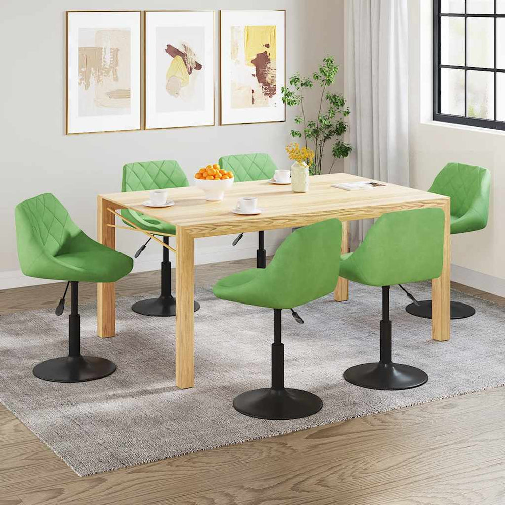 vidaXL Dining Chairs 6 pcs Swivel Light Green Velvet