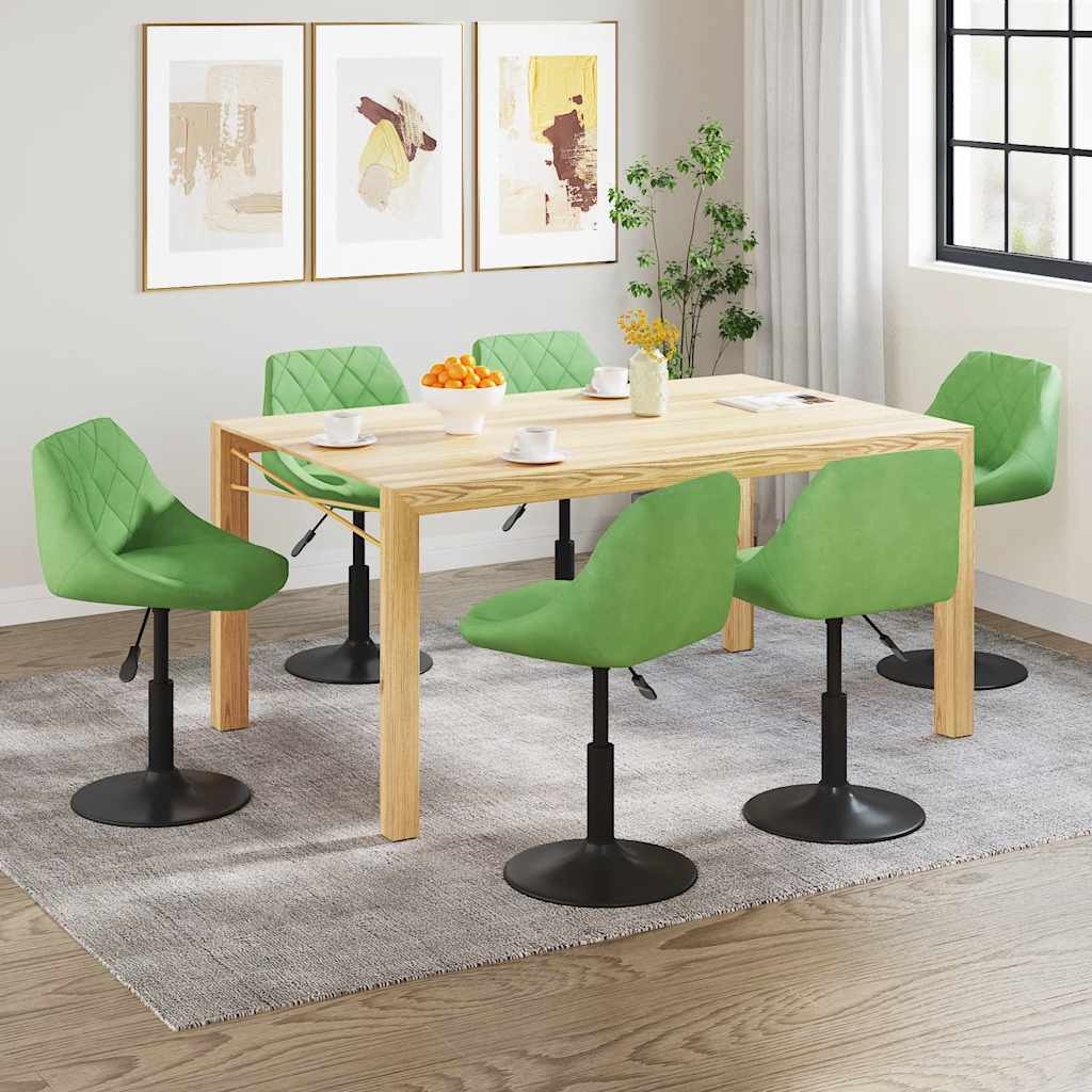 vidaXL Dining Chairs 6 pcs Swivel Light Green Velvet