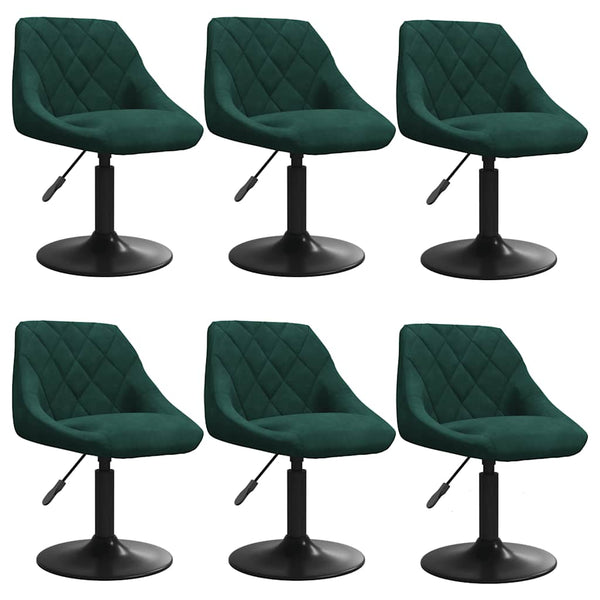 vidaXL Dining Chairs 6 pcs Swivel Dark Green Velvet