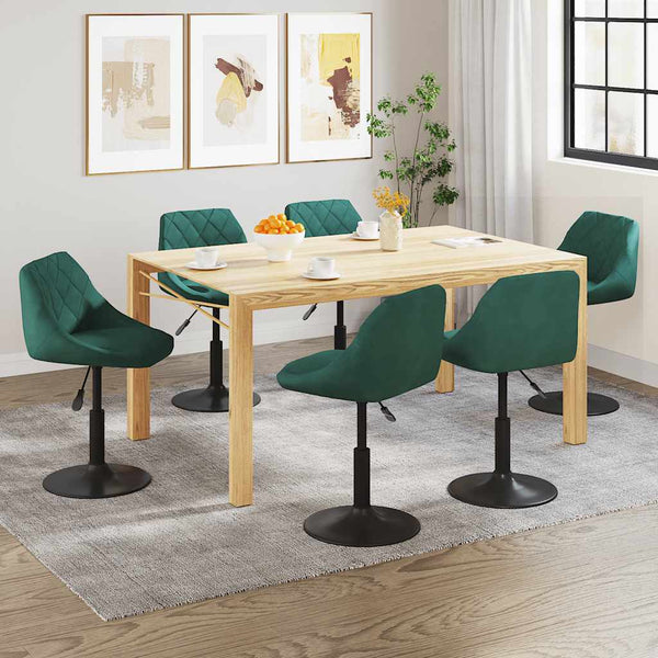 vidaXL Dining Chairs 6 pcs Swivel Dark Green Velvet