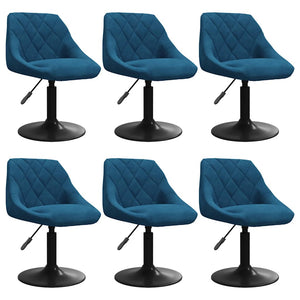 vidaXL Dining Chairs 6 pcs Swivel Blue Velvet
