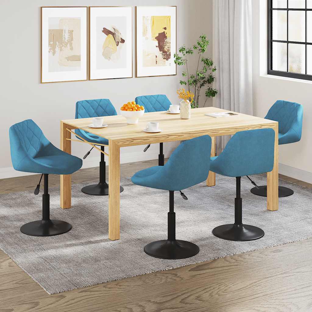 vidaXL Dining Chairs 6 pcs Swivel Blue Velvet