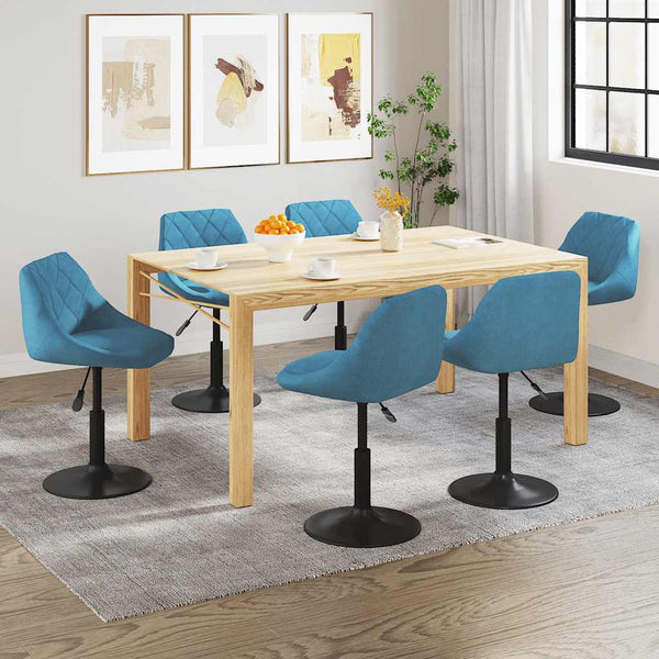 vidaXL Dining Chairs 6 pcs Swivel Blue Velvet