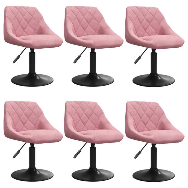 vidaXL Dining Chairs 6 pcs. Swivel Pink Velvet