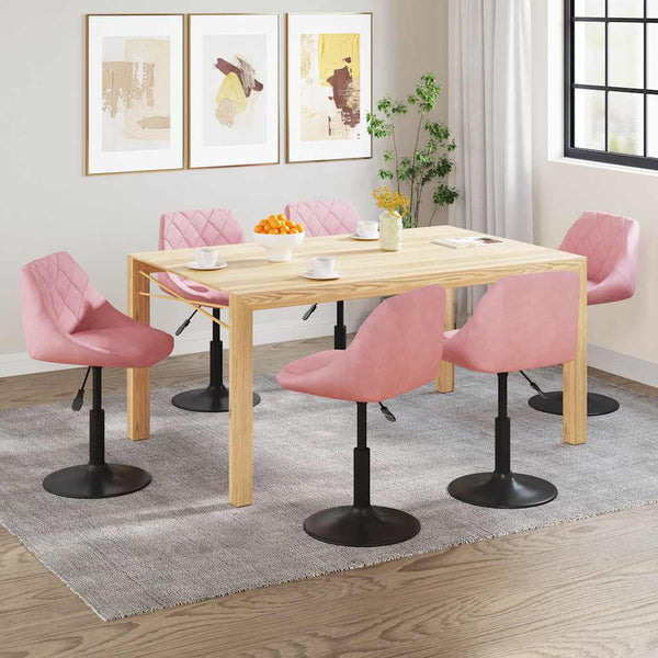 vidaXL Dining Chairs 6 pcs. Swivel Pink Velvet