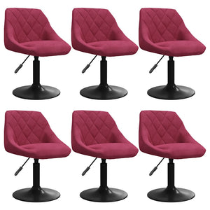 vidaXL Dining Chairs 6 pcs Swivel Wine Red Velvet