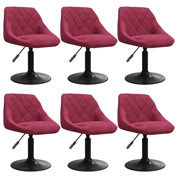 vidaXL Dining Chairs 6 pcs Swivel Wine Red Velvet