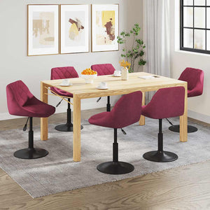 vidaXL Dining Chairs 6 pcs Swivel Wine Red Velvet