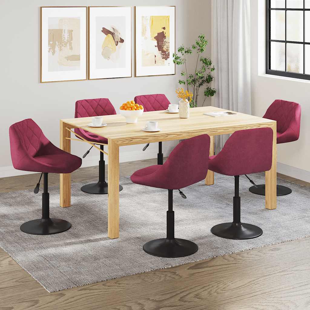vidaXL Dining Chairs 6 pcs Swivel Wine Red Velvet