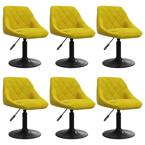 vidaXL Dining Chairs 6 pcs Swivel Mustard Yellow Velvet