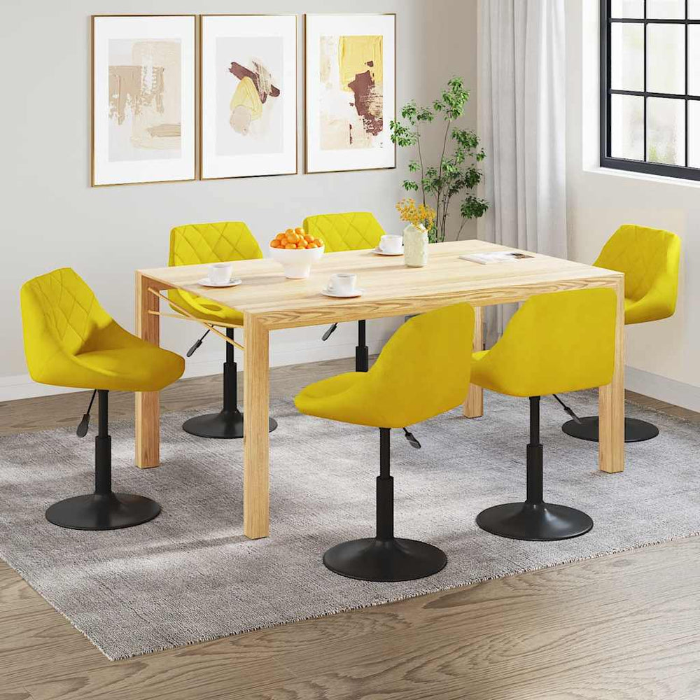 vidaXL Dining Chairs 6 pcs Swivel Mustard Yellow Velvet