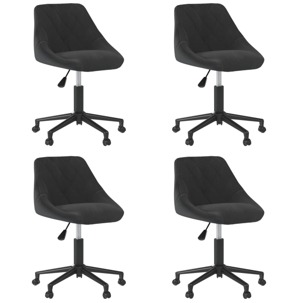 vidaXL Dining Chairs 4 pcs Swivel Black Velvet
