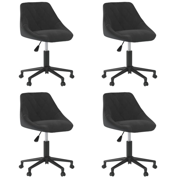 vidaXL Dining Chairs 4 pcs Swivel Black Velvet