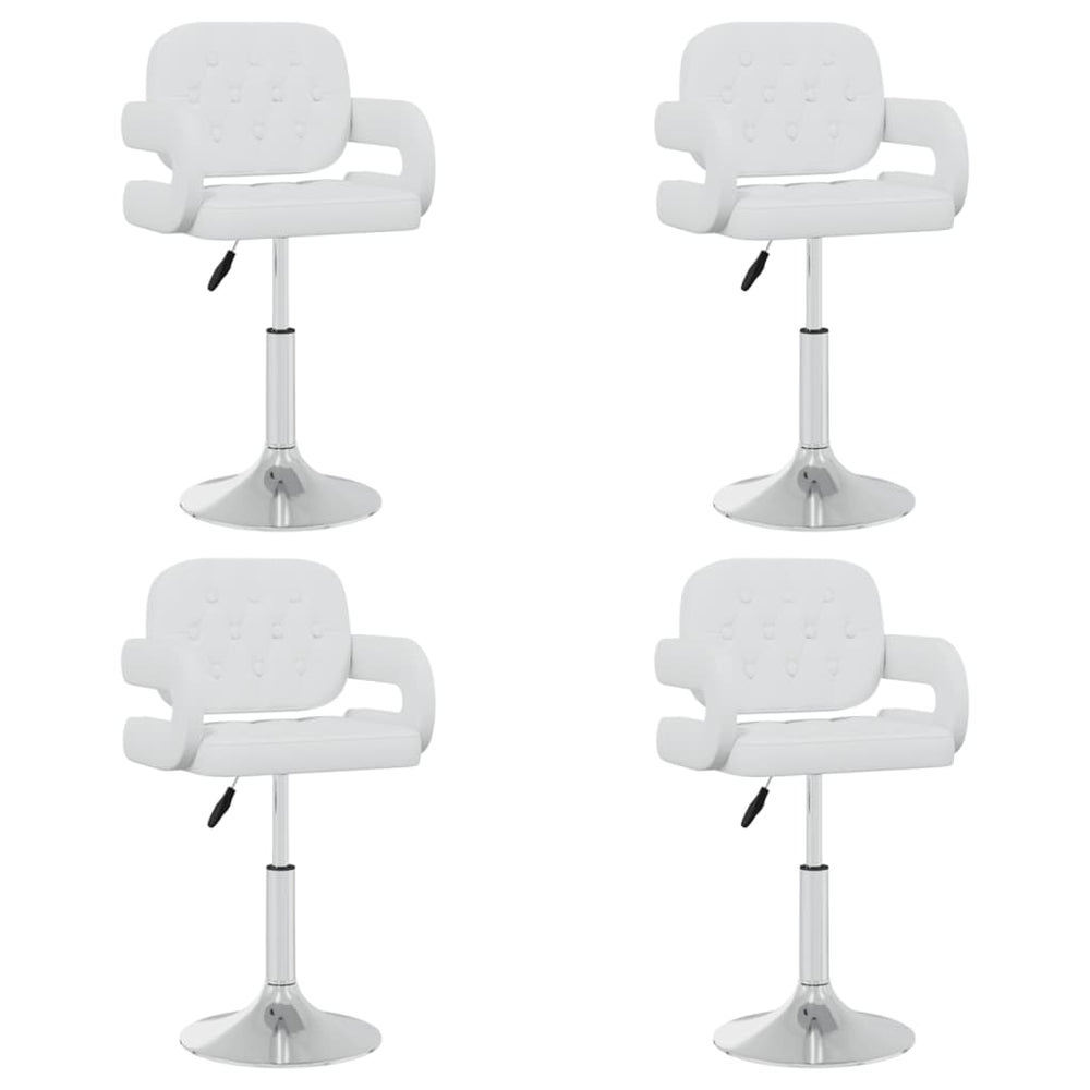 vidaXL Dining Chairs 4 pcs. Swivel White Faux Leather