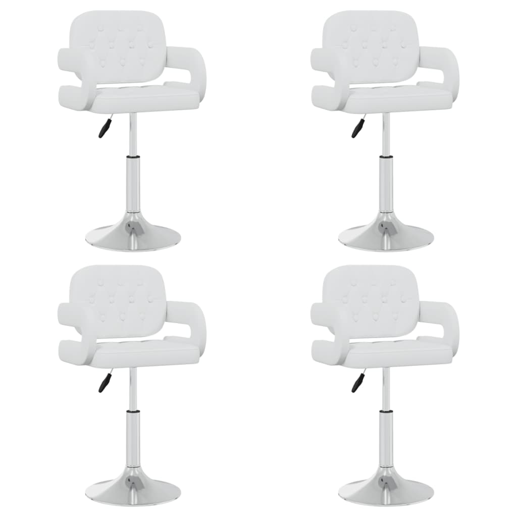 vidaXL Dining Chairs 4 pcs. Swivel White Faux Leather