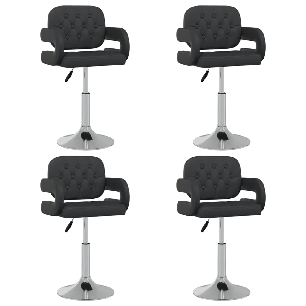 vidaXL Dining Chairs 4 pcs Swivel Black Faux Leather
