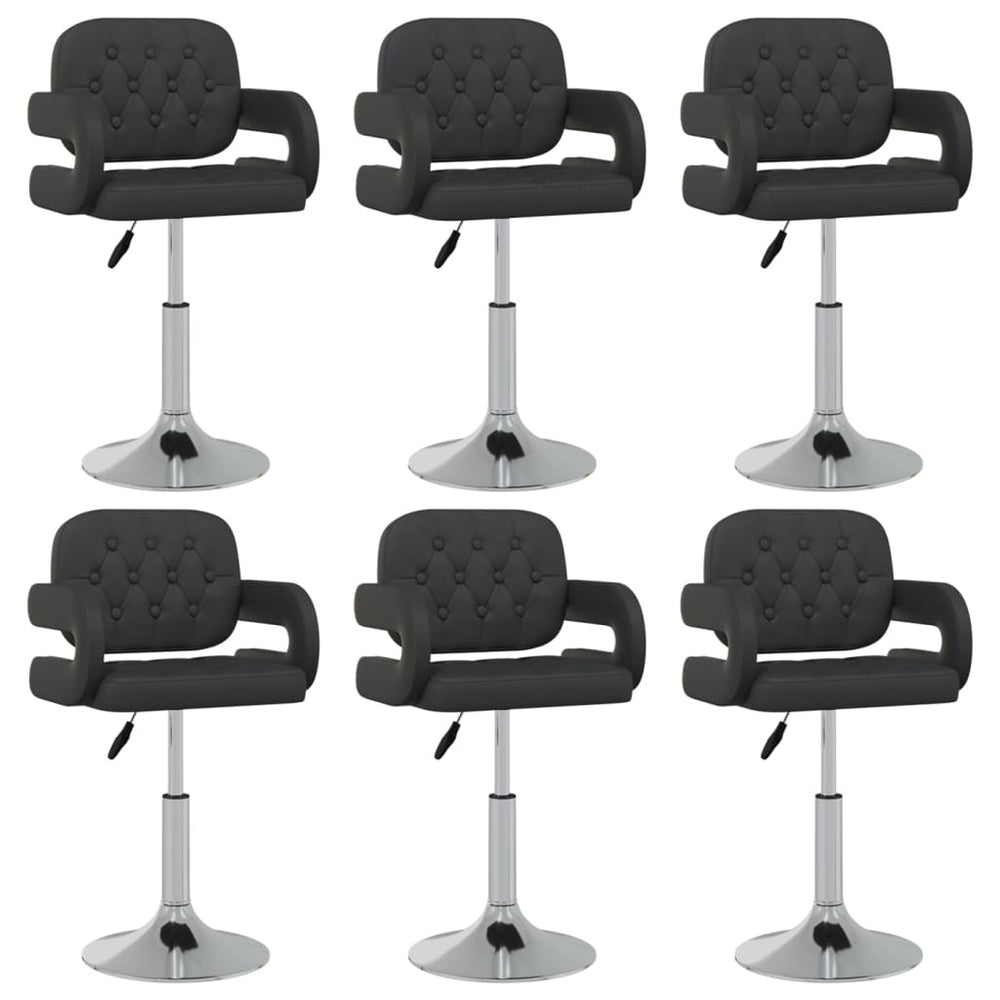 vidaXL Dining Chairs 6 pcs Swivel Black Faux Leather