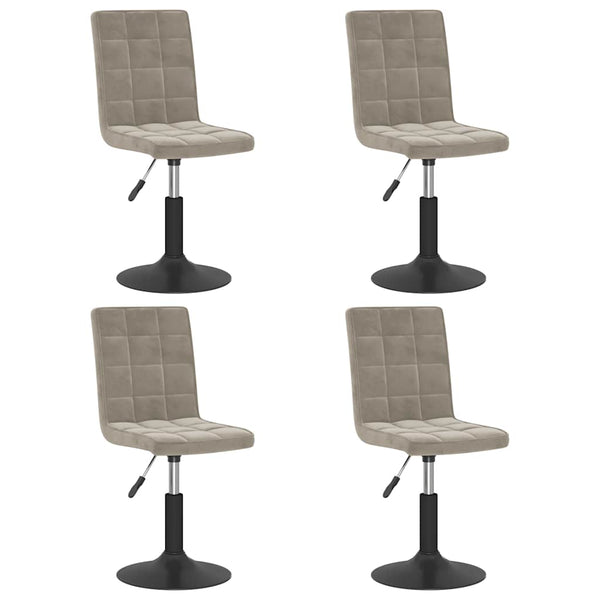 vidaXL Dining Chairs 4 pcs Swivel Light Grey Velvet