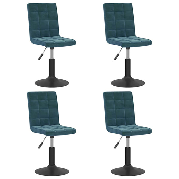 vidaXL Dining Chairs 4 pcs Swivel Blue Velvet