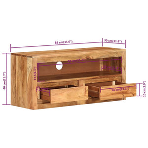 vidaXL TV Cabinet 88x30x40 cm Solid Acacia Wood