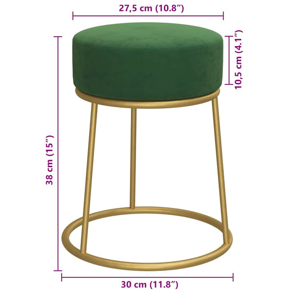 vidaXL Round Stool Green Velvet