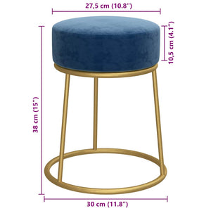 vidaXL Round Stool Blue Velvet