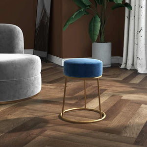 vidaXL Round Stool Blue Velvet
