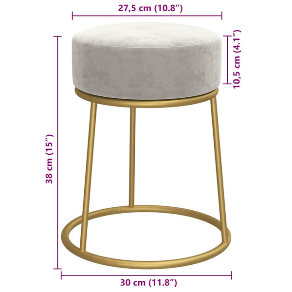 vidaXL Round Stool Light Grey Velvet