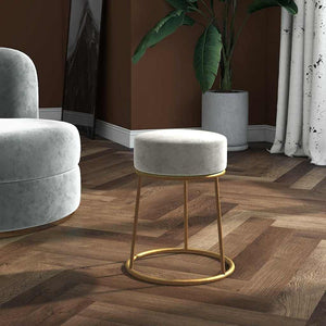 vidaXL Round Stool Light Grey Velvet