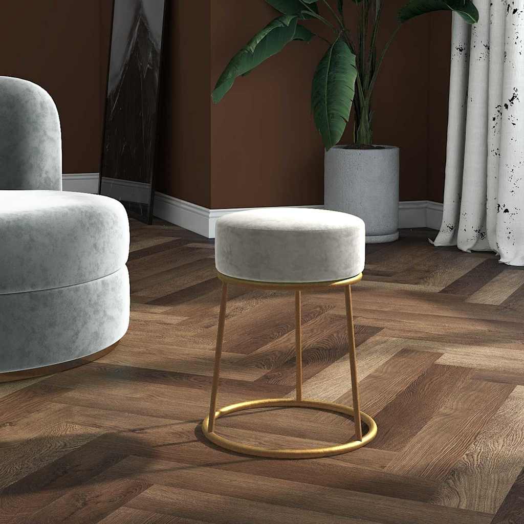 vidaXL Round Stool Light Grey Velvet