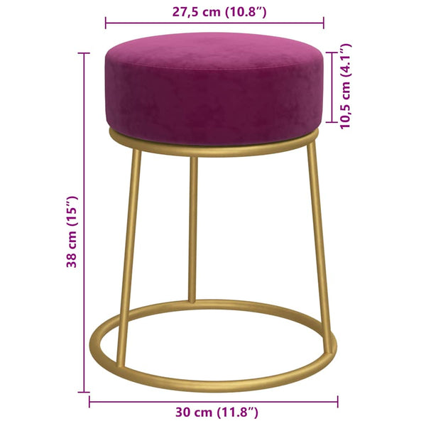 vidaXL Round Stool Purple Velvet