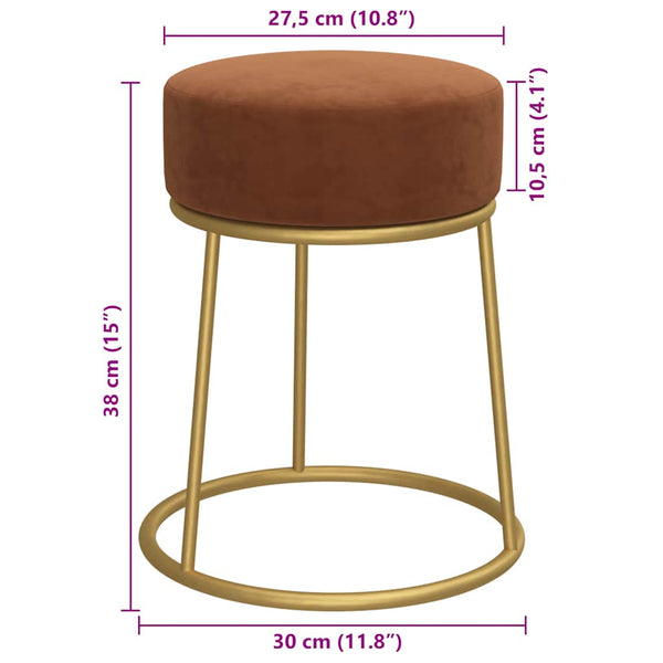 vidaXL Round Stool Brown Velvet