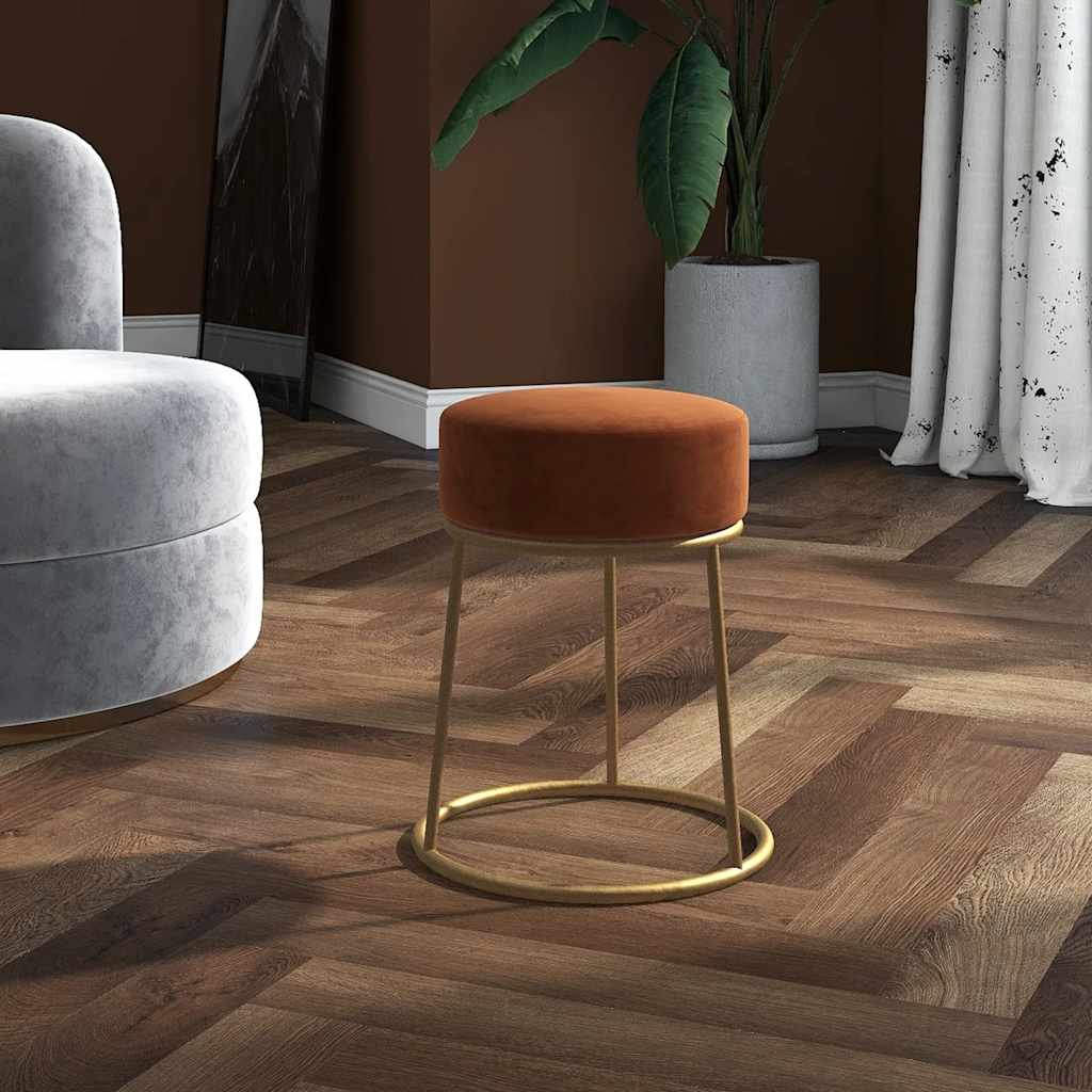 vidaXL Round Stool Brown Velvet