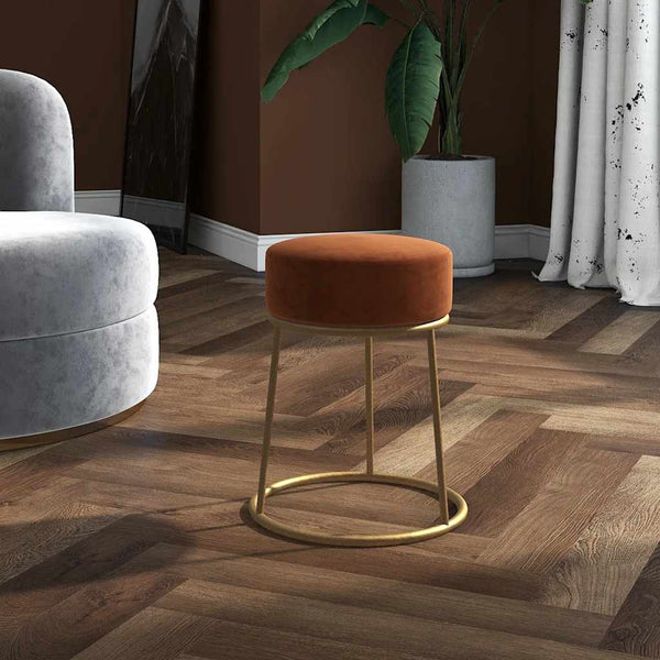 vidaXL Round Stool Brown Velvet