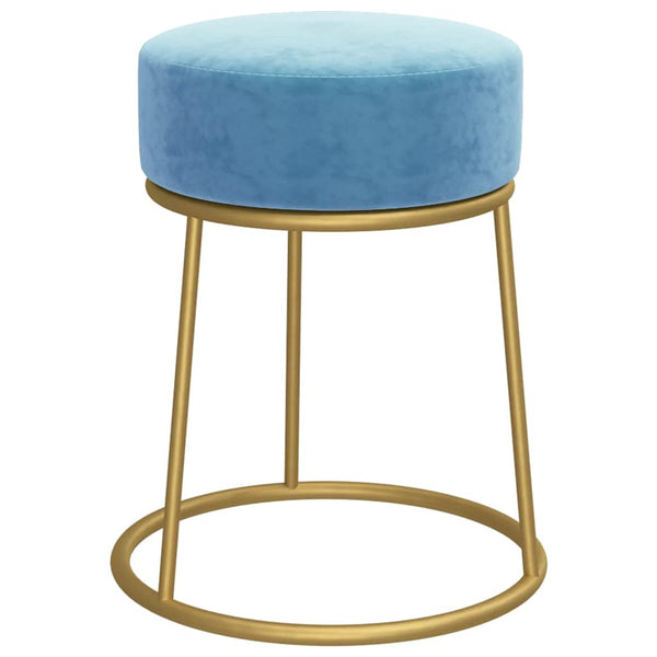 vidaXL Round Stool Light Blue Velvet