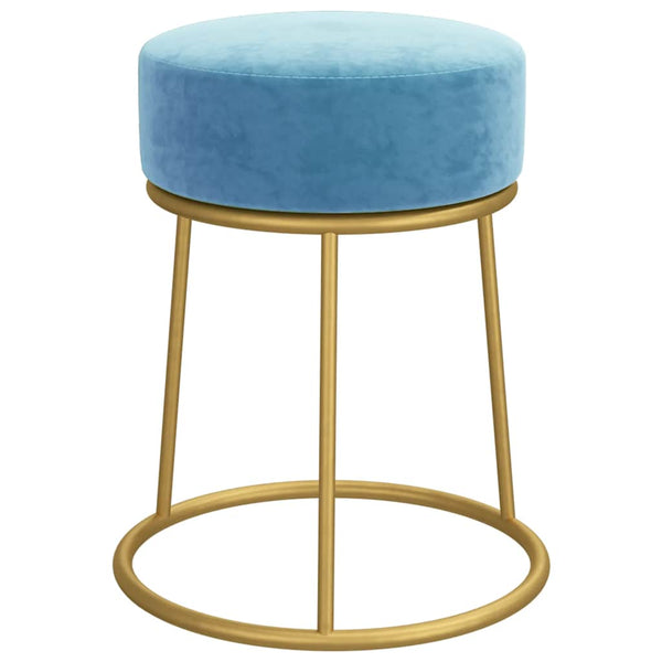 vidaXL Round Stool Light Blue Velvet