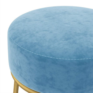 vidaXL Round Stool Light Blue Velvet