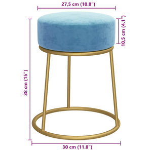 vidaXL Round Stool Light Blue Velvet