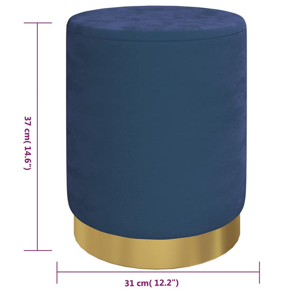 vidaXL Round Storage Stool Blue Velvet 31 x 37 cm