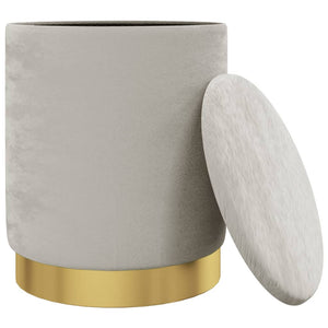 vidaXL Round Storage Stool Light Grey Velvet 31 x 37 cm