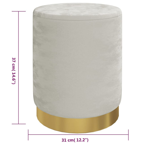 vidaXL Round Storage Stool Light Grey Velvet 31 x 37 cm
