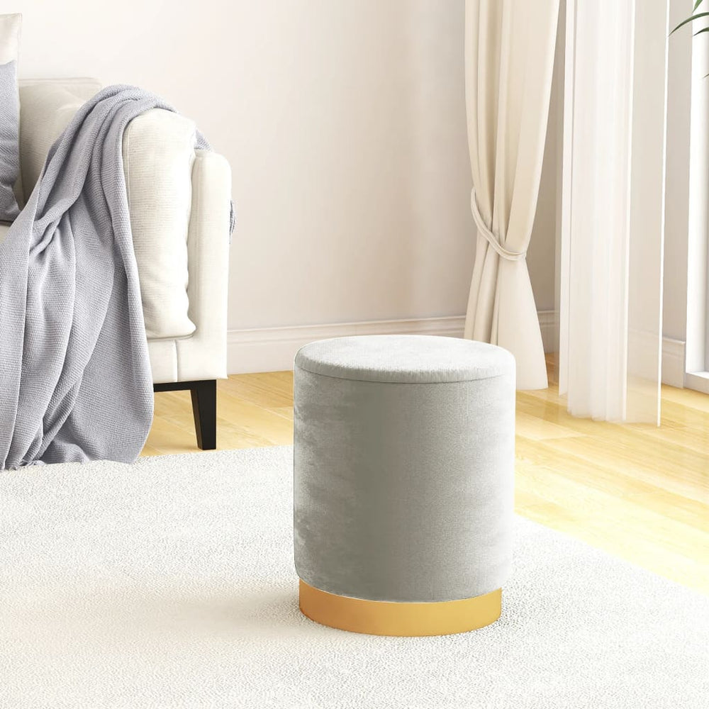 vidaXL Round Storage Stool Light Grey Velvet 31 x 37 cm