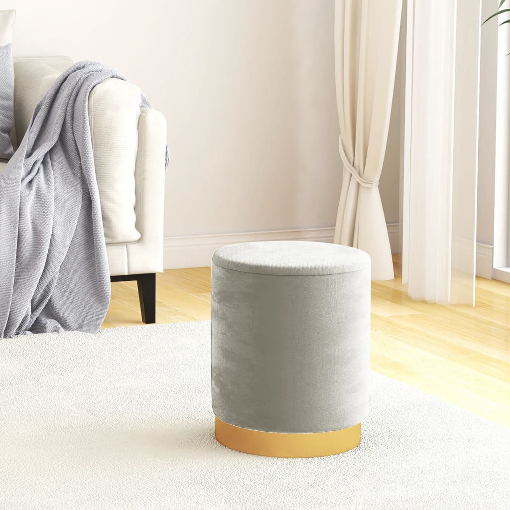 vidaXL Round Storage Stool Light Grey Velvet 31 x 37 cm