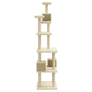 vidaXL Cat Tree with Sisal Scratching Posts Cream 188 cm