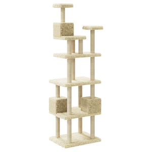 vidaXL Cat Tree with Sisal Scratching Posts Cream 188 cm