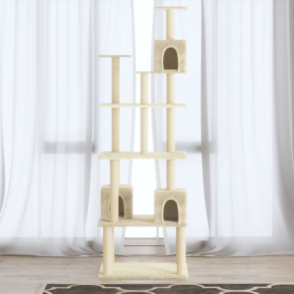 vidaXL Cat Tree with Sisal Scratching Posts Cream 188 cm