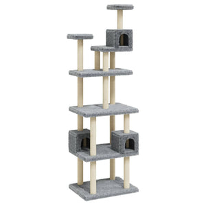 vidaXL Cat Tree with Sisal Scratching Posts Light Grey 188 cm